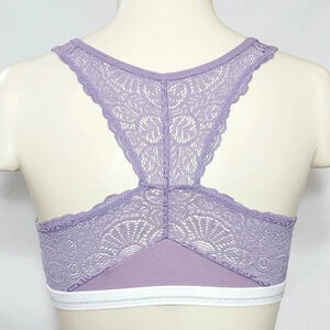 XS Xhilaration Sporty Rib Lace‎ Racer Wire Free Bralette Stormy Purple NWT
